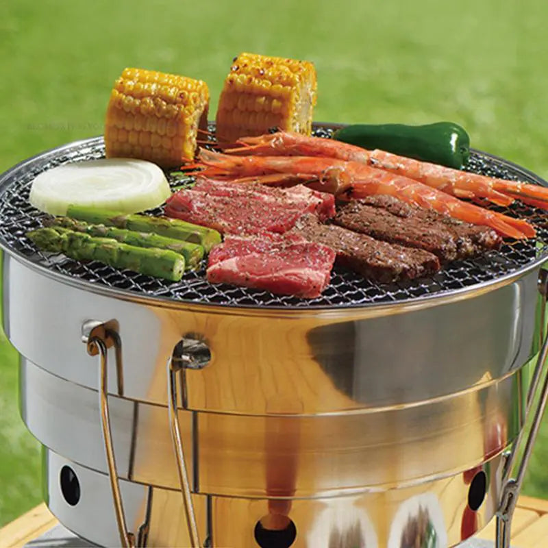 Portable Stainless Steel BBQ Grill for Camping & Picnics