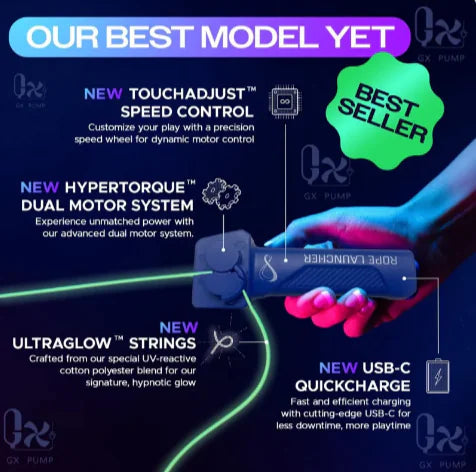 Handheld Adjustable Speed Luminous Rope Launcher.