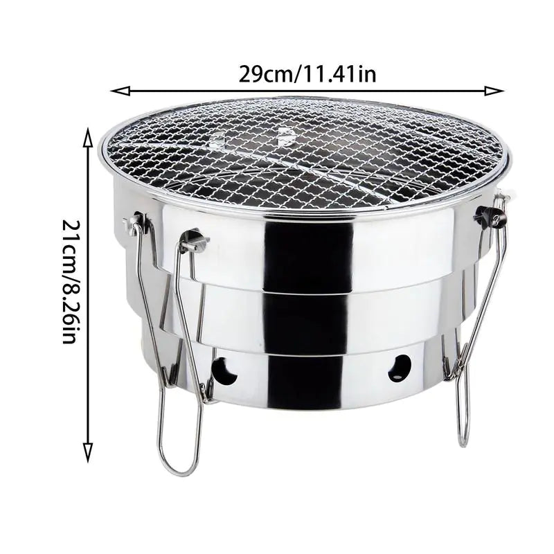 Portable Stainless Steel BBQ Grill for Camping & Picnics