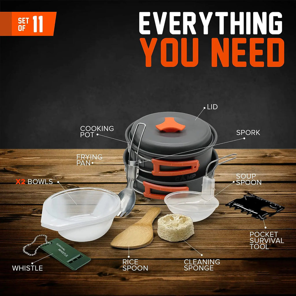 Portable Outdoor Camping Cookware Set with Stove